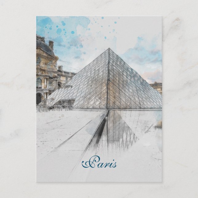 Postal del Museo del Louvre París – Viaje en Acuar (Anverso)