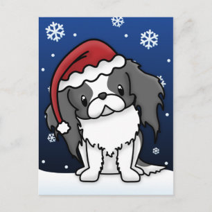 Postal del navidad de Chin del japonés de Kawaii