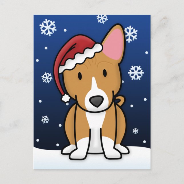 Postal del navidad de Kawaii Basenji (Anverso)