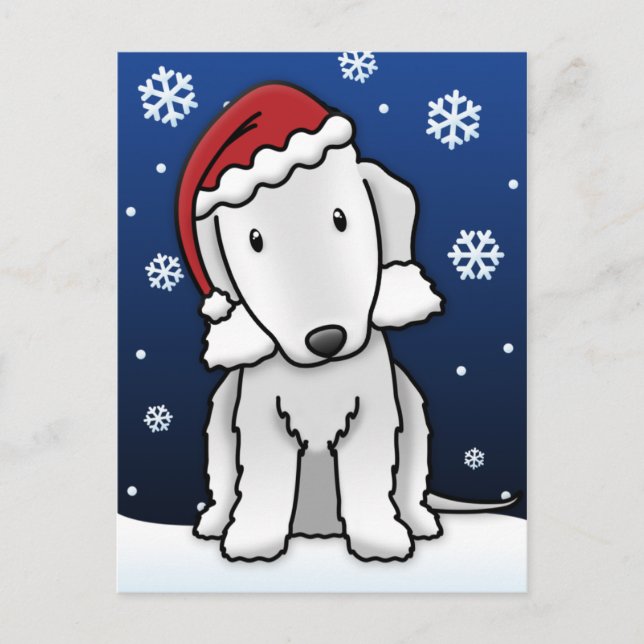 Postal del navidad de Kawaii Bedlington Terrier (Anverso)