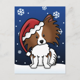Postal del navidad de Kawaii Papillon