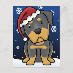 Postal del navidad de Kawaii Rottweiler