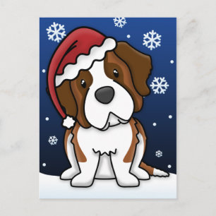 Postal del navidad de Kawaii St Bernard