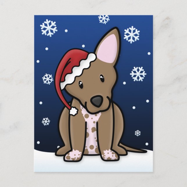 Postal del navidad de Kawaii Xoloitzcuintle (Anverso)