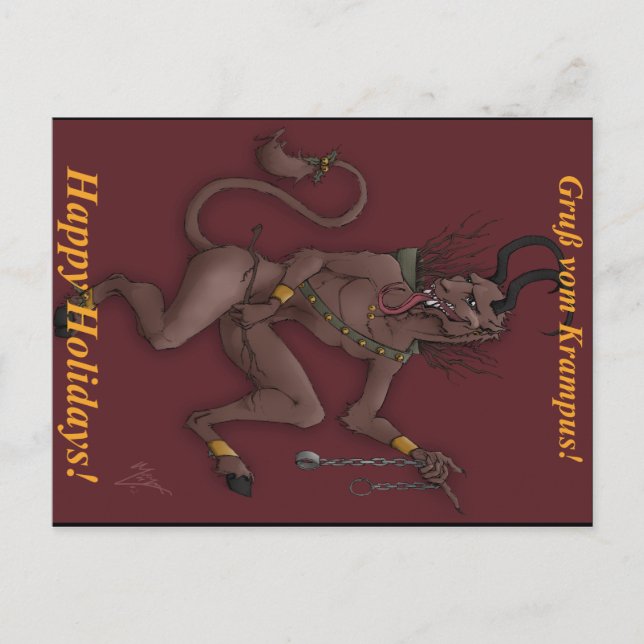 Postal del navidad de Krampus (Anverso)