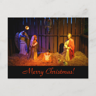 Postal del navidad de la escena de la natividad