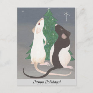 ¡Postal del navidad de la rata del mascota!