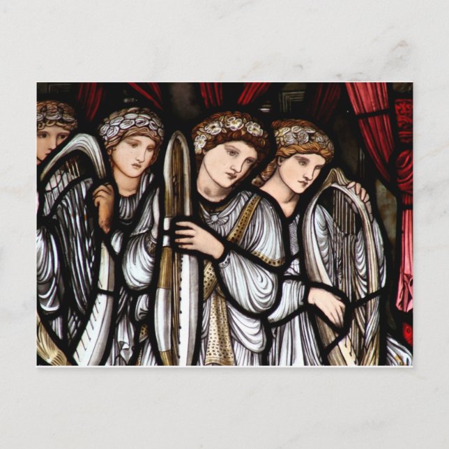 Postal del navidad de los ángeles de Burne-Jones (Anverso)