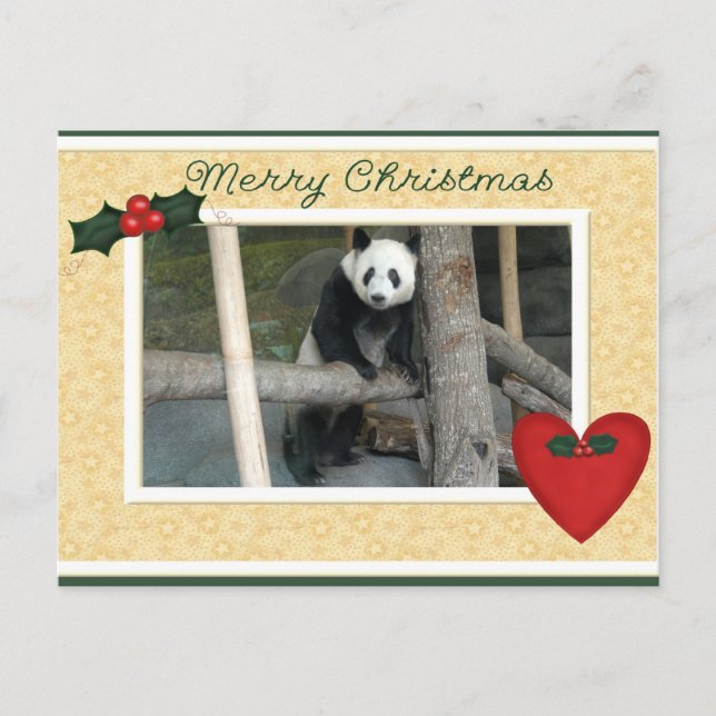 Postal del navidad del oso de panda gigante o de (Anverso)