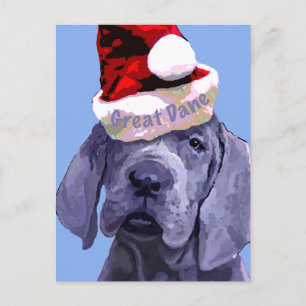 Postal del navidad del perrito de great dane