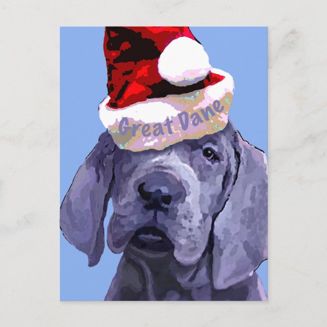 Postal del navidad del perrito de great dane (Anverso)
