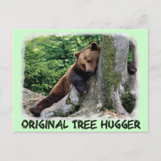 Postal del oso marrón abrupto del árbol original