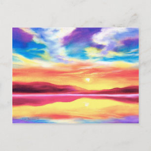 Postal Del Paisaje Playa Sunset Lake Scene