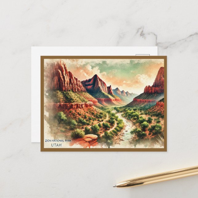 postal del parque nacional de zion (Anverso/Reverso In Situ)