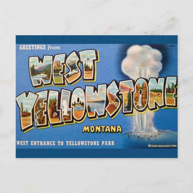 Postal del parque nacional West Yellowstone (Anverso)