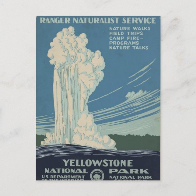 Postal del Parque Nacional Yellowstone Vintage (Anverso)