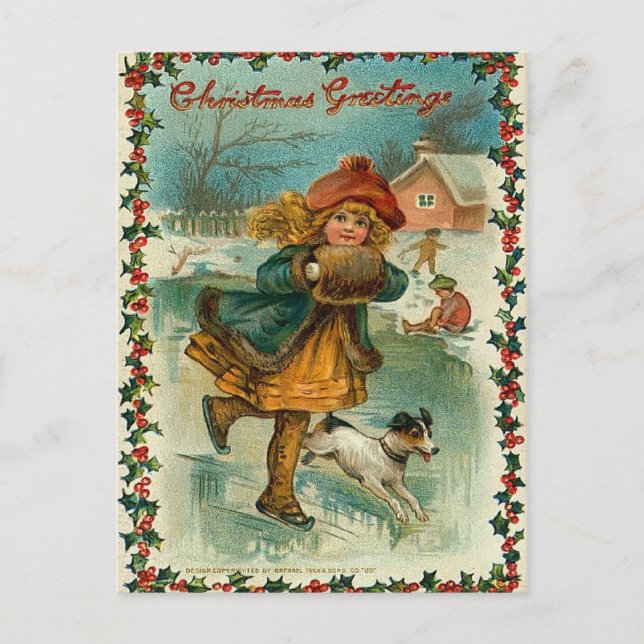 Postal del patinaje de hielo del navidad del (Anverso)