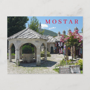 Postal del patio de la mezquita de Mostar