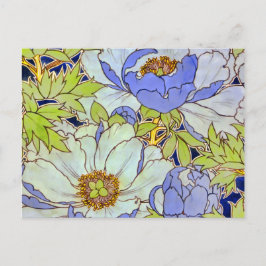 Postal del patrón de flor de peones vintage