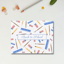 postal del patrón de suministros escolares