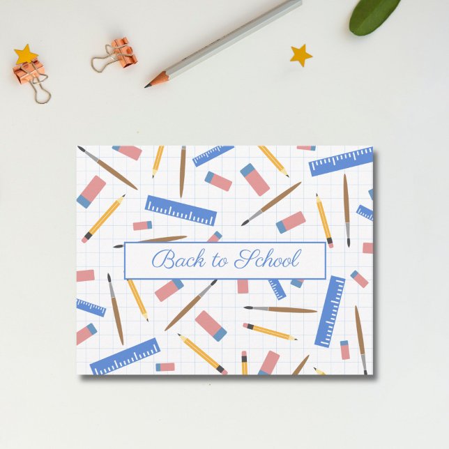 postal del patrón de suministros escolares (School Supplies Pattern Postcard)