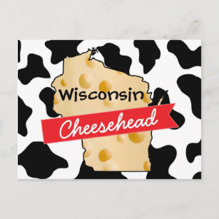 Postal del patrón de vaca del queso de Wisconsin