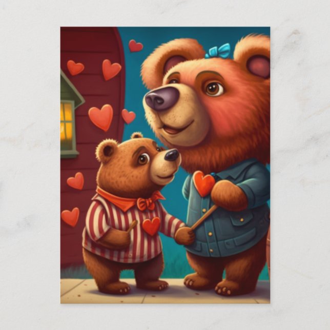 postal del personalizado del oso de San Valentín (Anverso)