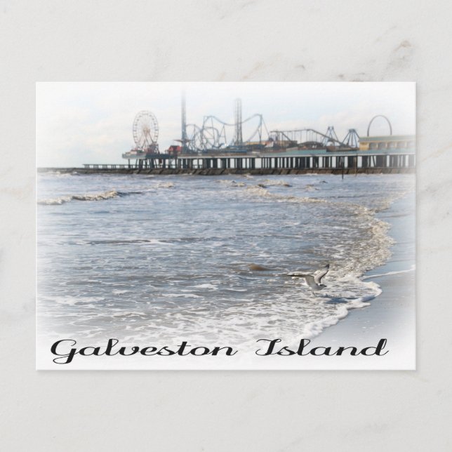 Postal del Pier del Placer de la Isla Galveston (Anverso)