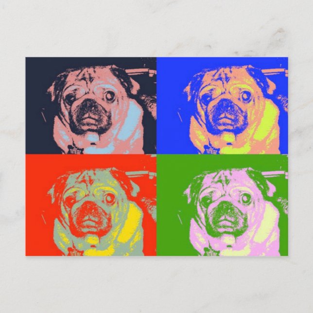 Postal del PopArt Pug (Anverso)