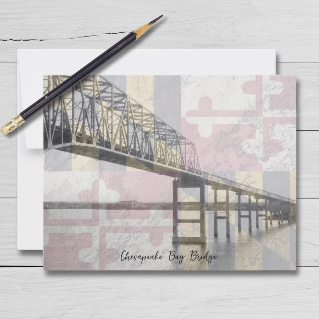 Postal del puente de la bahía de Maryland Chesapea (Send your family and friends a special note on these personalized Maryland Bay Bridge Notecards!)