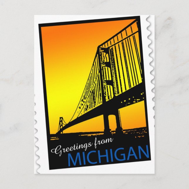 Postal del puente de Mackinac (Anverso)