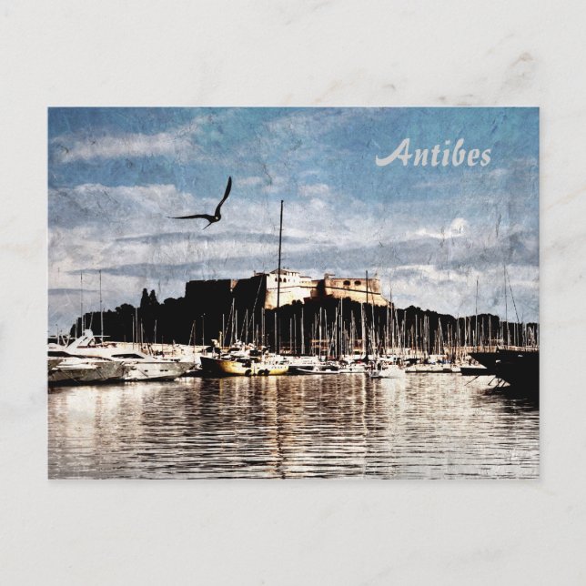 postal del puerto de Antibes (Anverso)