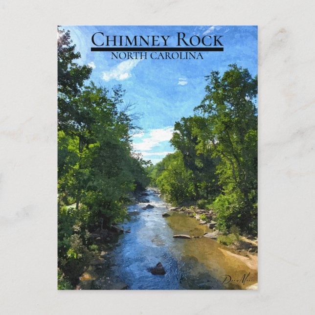 Postal del río Chimney Rock North Carolina (Anverso)