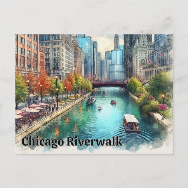 Postal del río Illinois de Chicago (Anverso)