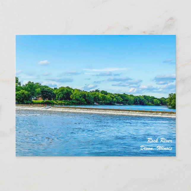 Postal del río Rock Dixon Illinois (Anverso)
