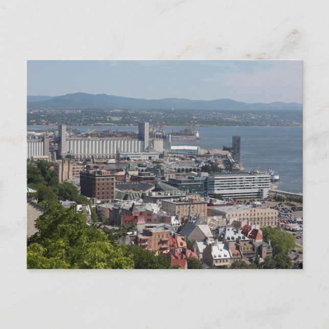 Postal del río San Lorenzo, la ciudad de Quebec (Anverso)