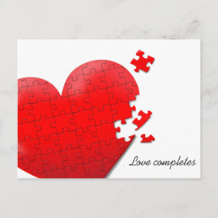 postal del rompecabezas del corazón de amor