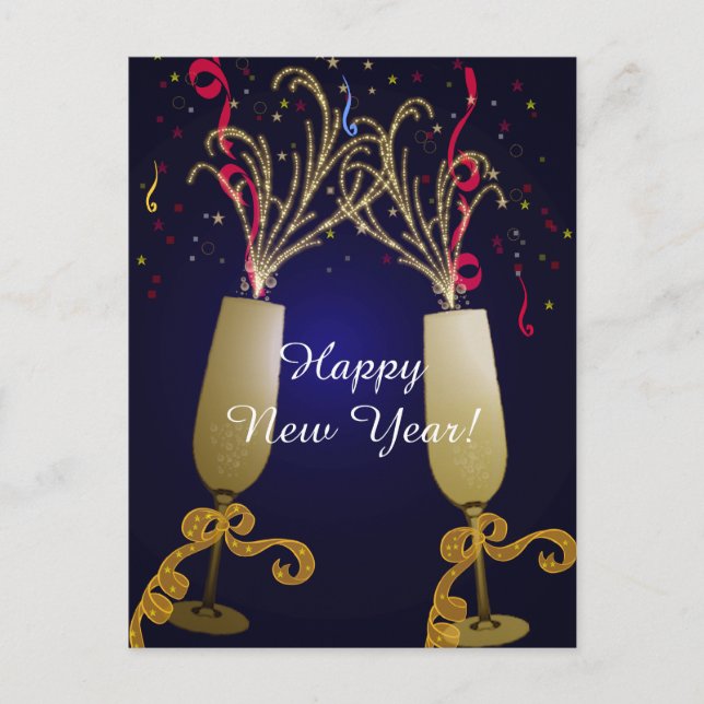 Postal del saludo de la Feliz Año Nuevo (Anverso)