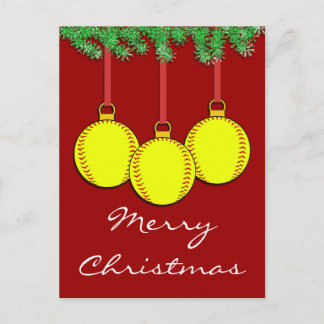 Postal del softball de Fastpitch del navidad