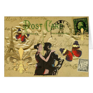 Postal del tango de París del vintage