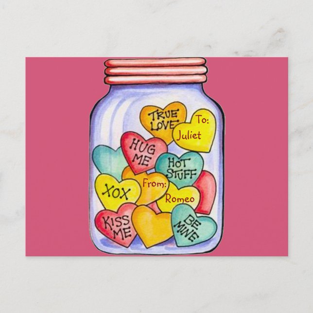 Postal del tarro del caramelo de la tarjeta del (Anverso)