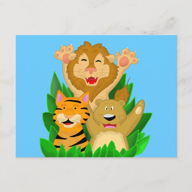 Postal del tigre león y del Personalizado del oso (Anverso)