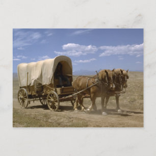 Postal del vagón dibujado por caballos