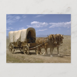 Postal del vagón dibujado por caballos