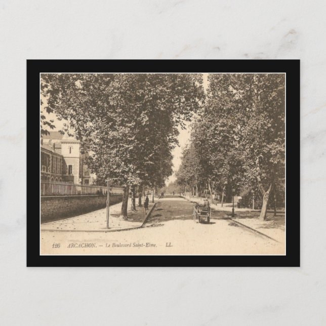Postal del vintage de Arcachon, Francia (Anverso)
