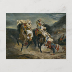 Postal Delacroix El combate de Giaour y Hassan
