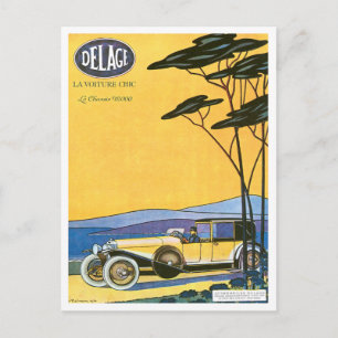 Postal Delage ~ Publicidad en automóviles antiguos