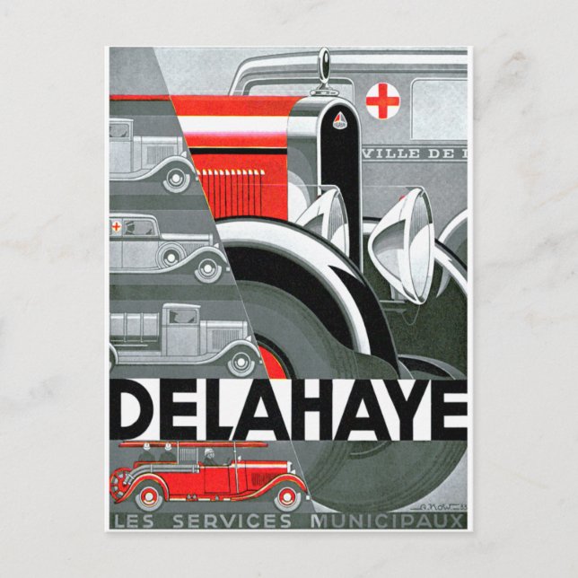 Postal Delahaye ~ Publicidad de automóviles de época (Anverso)
