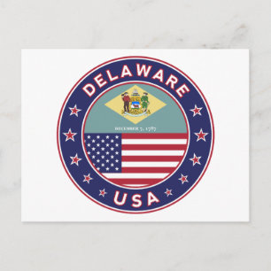 Postal Delaware, camiseta de Delaware, pegatina de Delawa