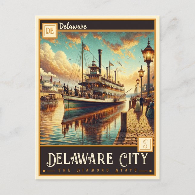 Postal Delaware City, Delaware | Vintage (Anverso)